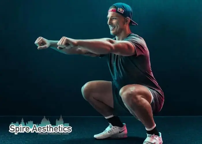 Image of man build leg muscle Hayes through exercise